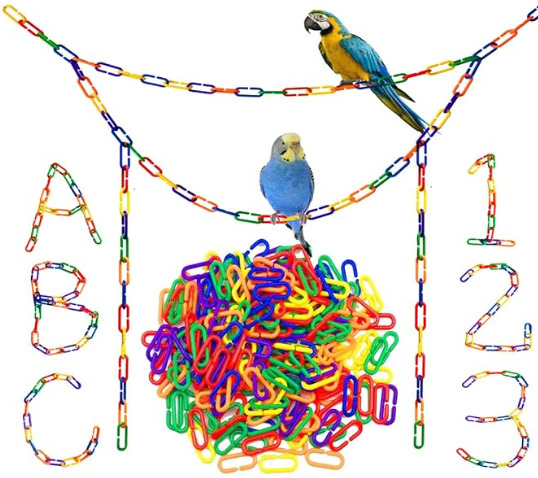 Rainbow C-Clips Chains Hooks Plastic Chain Links for Parakeets, Parrot Toys